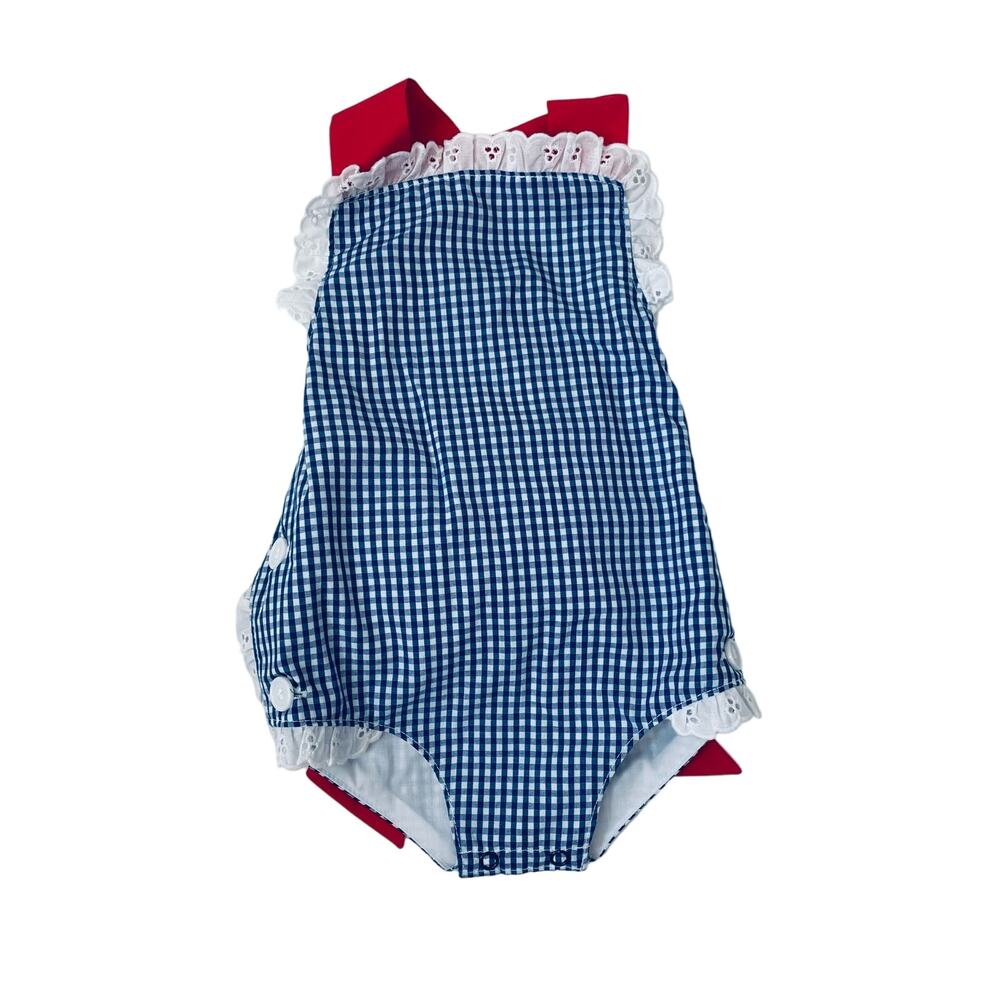 NWT TBBC 18-24M Sisi Sunsuit Rockefeller Royal Gingham Bubble
